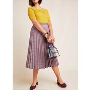 Anthropologie Maeve Wilma Pleated Midi Skirt